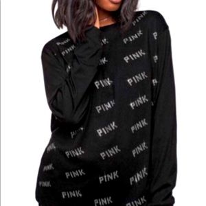 VS PINK Bling Rhinestone Long Sleeve Tee